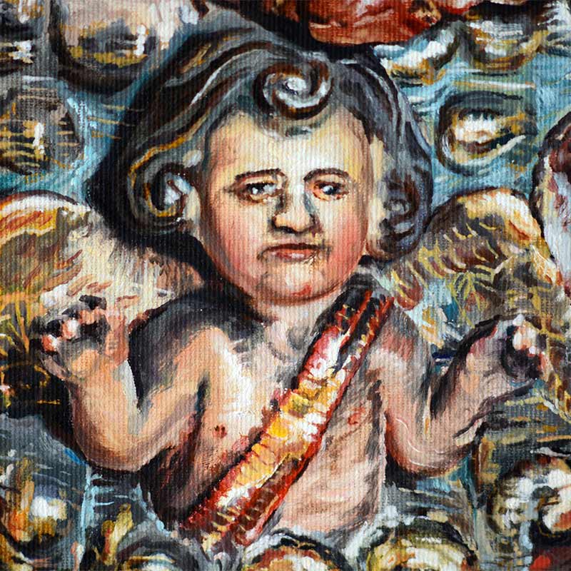 Virgen de la pandemia - Detalle - Pintura histórica