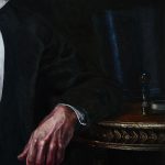 "Vicente Clavijo y Pló" - Óleo y acrílico sobre lienzo - 60x60 cm - Año 2026 - Colección privada del Dr. Arturo Clavijo - Mano y mesa