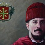 "Cristóbal Francisco de Lugo y García" - Óleo y acrílico sobre lienzo, 73x60 cm, año 2026. Colección privada - Pintura histórica - Rostro y escudo