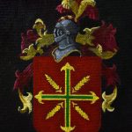 Retrato histórico de Álvaro Lorenzo de Lugo y Álvarez (Santa Cruz de la Palma 1902 - 1953), capitán de la Marina Mercante - Escudo - Óleo y acrílico sobre lienzo, 73x54 cm, año 2026. Colección privada.