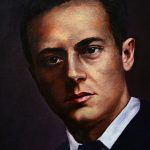 Retrato histórico de Álvaro Lorenzo de Lugo y Álvarez (Santa Cruz de la Palma 1902 - 1953), capitán de la Marina Mercante - Rostro - Óleo y acrílico sobre lienzo, 73x54 cm, año 2026. Colección privada.